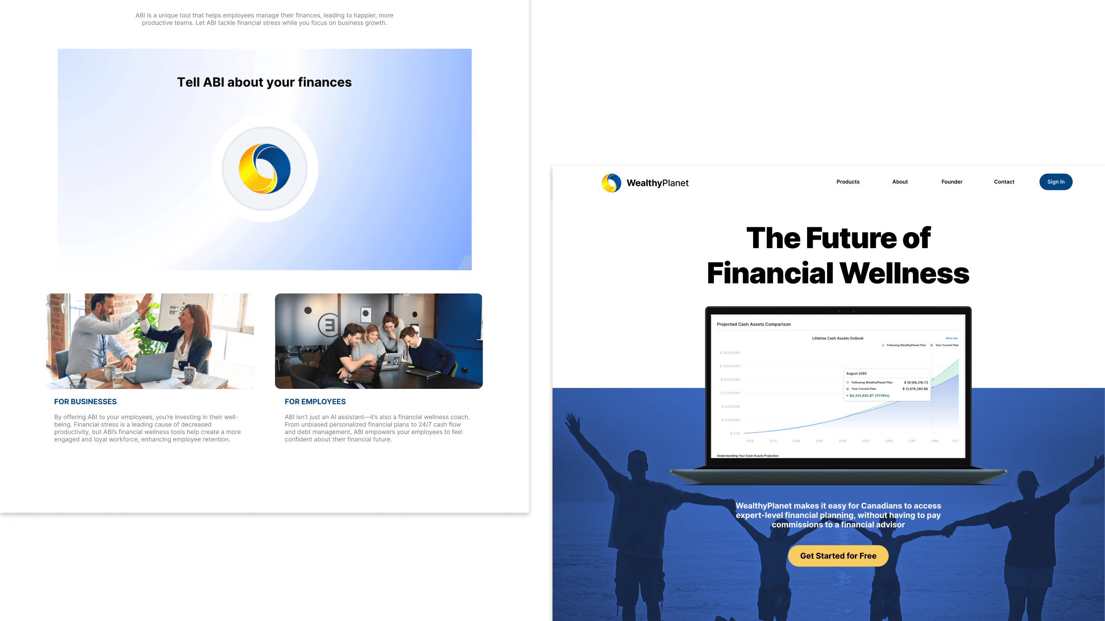 wealthyplanet landing page before vs after